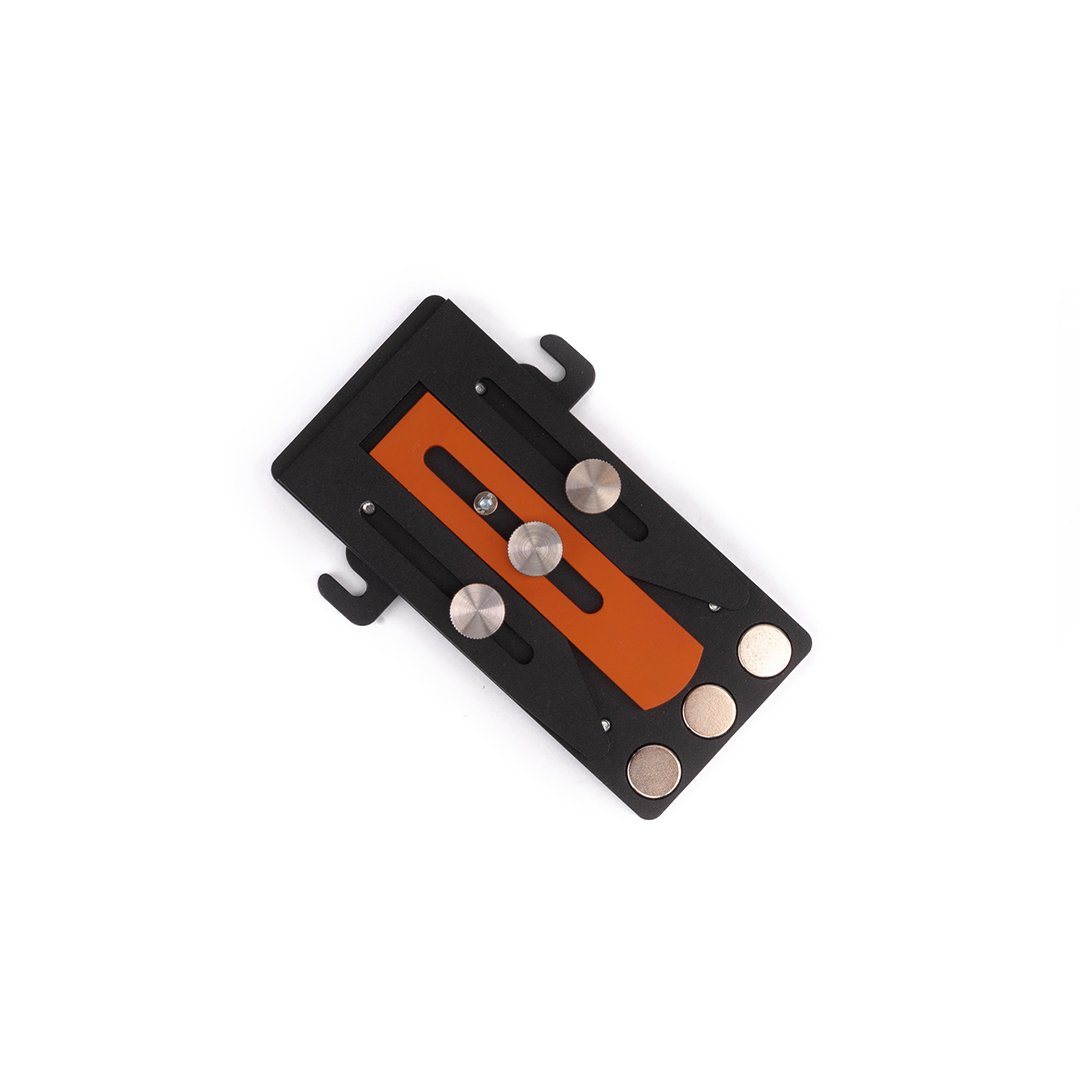 Hapstone Small Magnetic Table M3 Module with strong magnets to hold the blade in place, Black and orange in colour