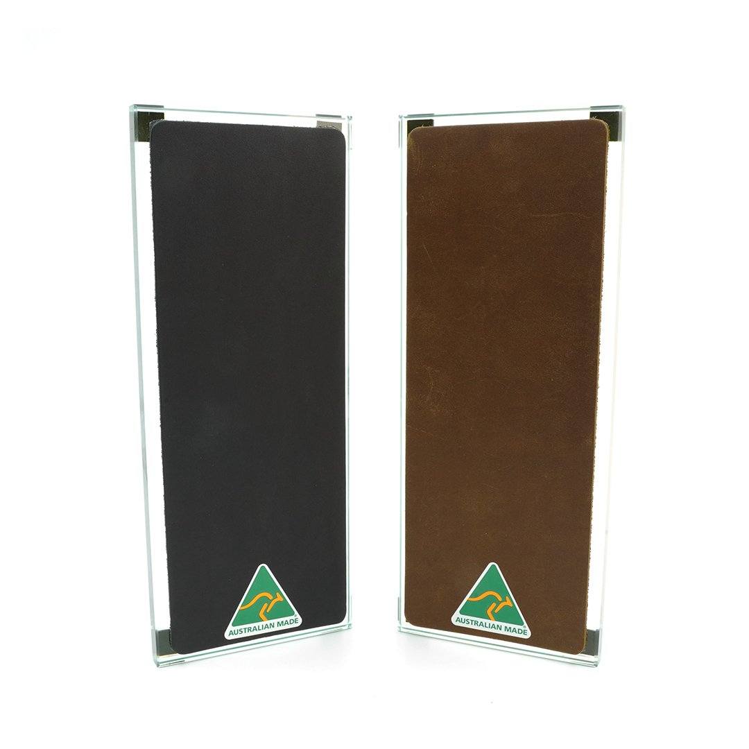 Premium Glass Single Sided Strop - Brown Cow Leather - Made in Australia