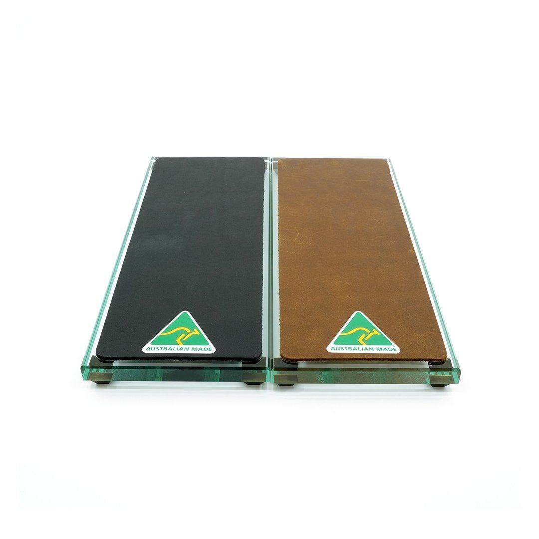 Premium Glass Single Sided Strop - Brown Cow Leather - Made in Australia