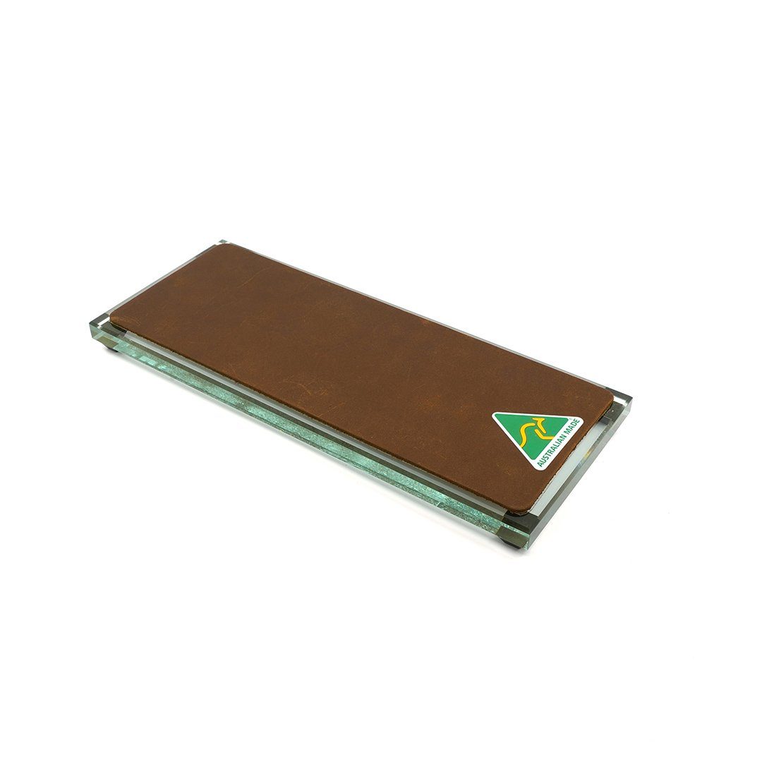 Premium Glass Single Sided Strop - Brown Cow Leather - Made in Australia