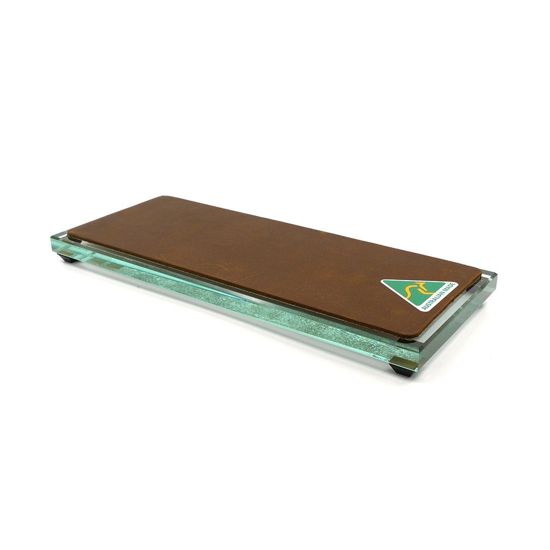 Premium Glass Single Sided Strop - Brown Cow Leather - Made in Australia