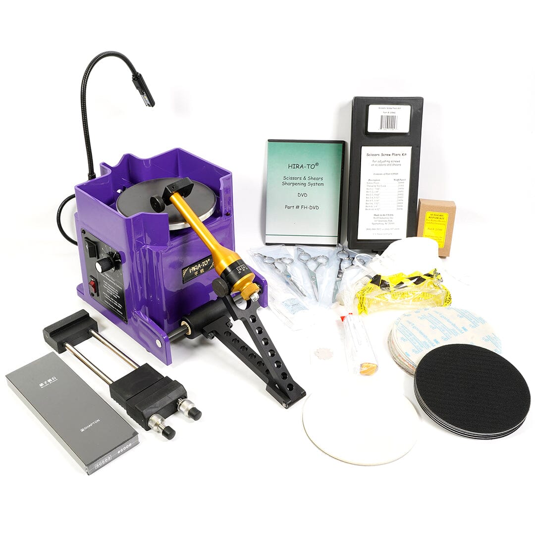 Wolff Industries Hira-To Flat Hone Scissor Sharpener With Hook And Loop Discs