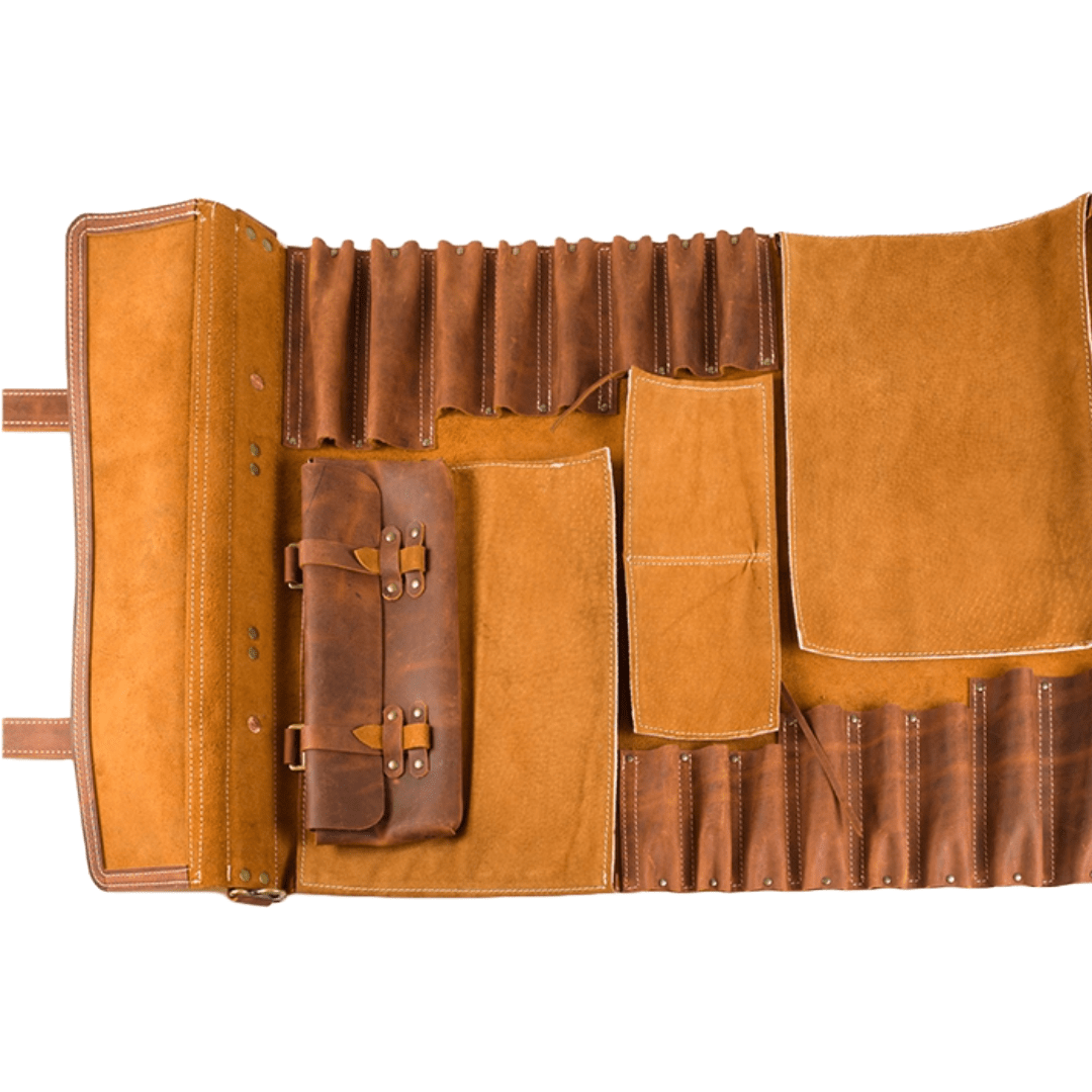 Jende Industries Artisan Leather Knife Roll - Vintage Tan