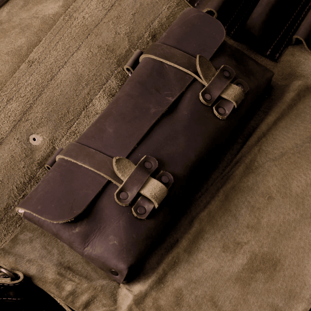 Jende Industries Artisan Leather Knife Roll - Vintage Tan