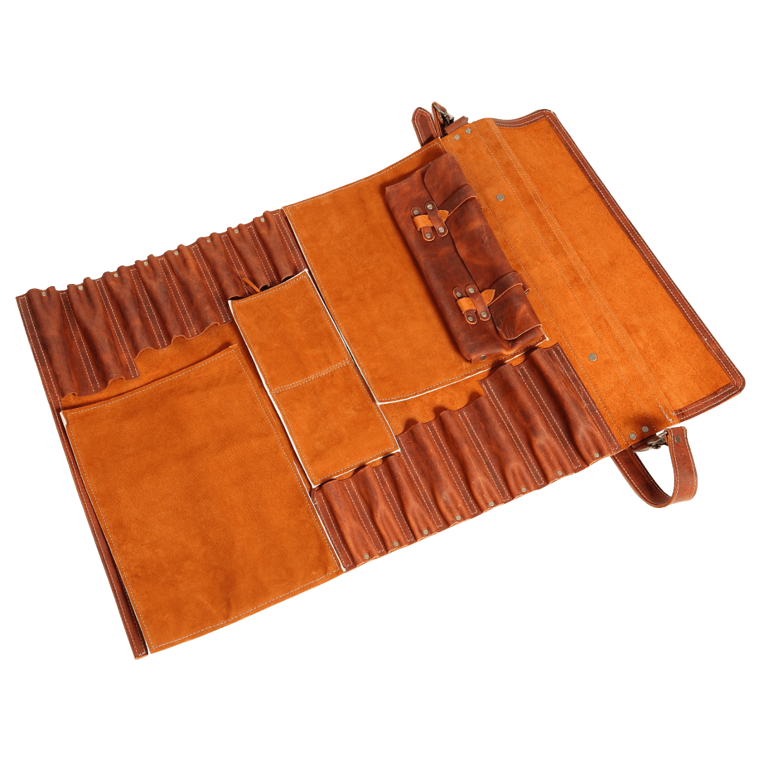 Jende Industries Artisan Leather Knife Roll - Vintage Tan
