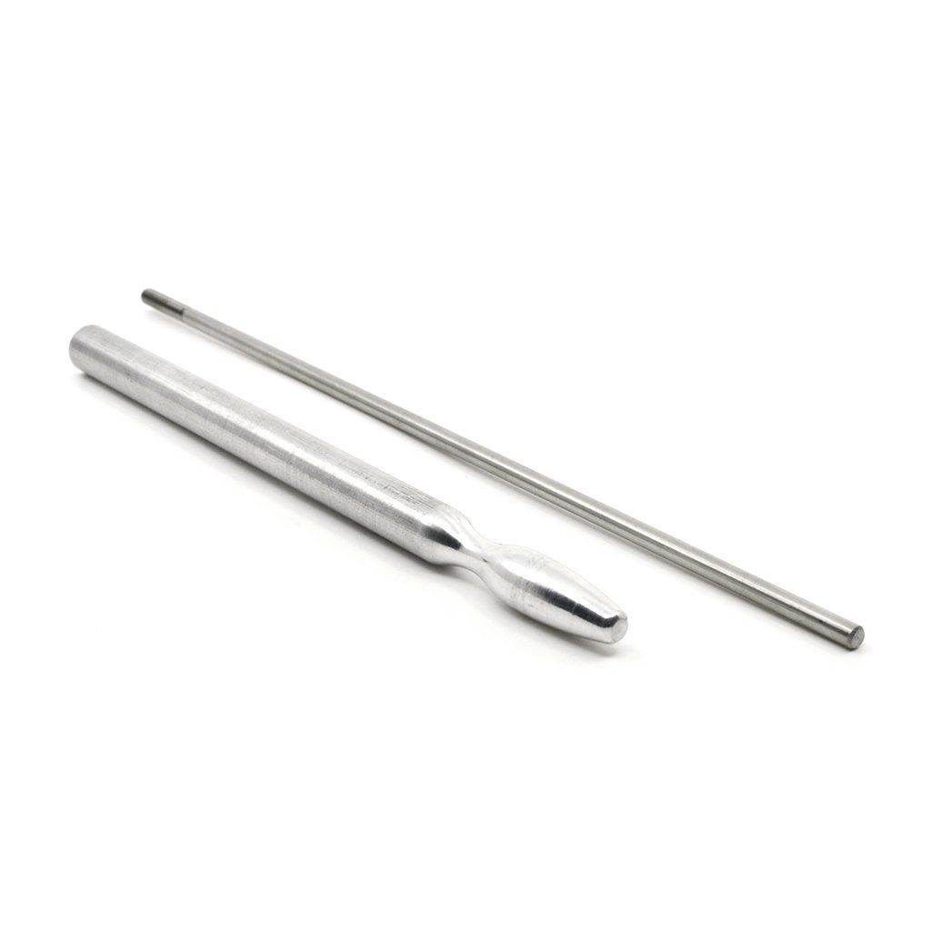 KME Sharpener Recurve Guide Rod comes in two pieces and is silver in colour